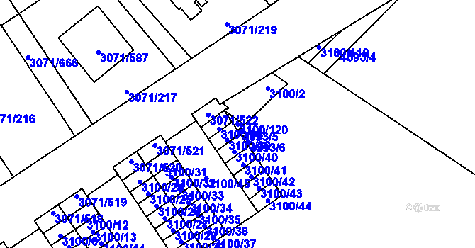 Parcela st. 3100/120 v KÚ Hlučín, Katastrální mapa