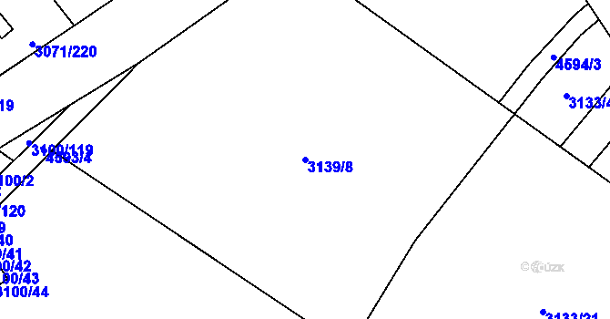 Parcela st. 3139/8 v KÚ Hlučín, Katastrální mapa