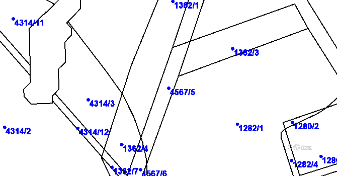 Parcela st. 4567/5 v KÚ Hlučín, Katastrální mapa