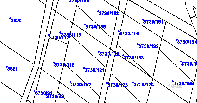 Parcela st. 3730/120 v KÚ Hlučín, Katastrální mapa