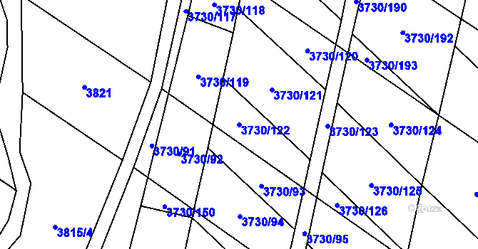 Parcela st. 3730/122 v KÚ Hlučín, Katastrální mapa