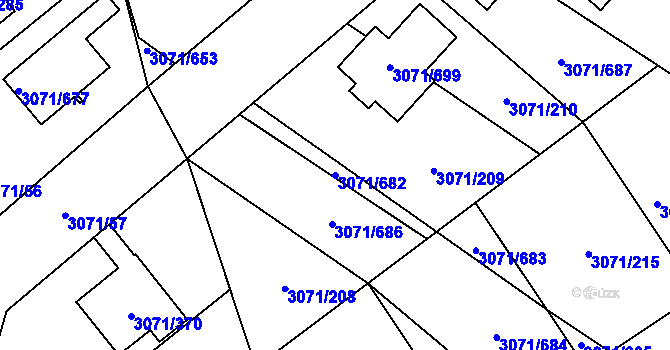 Parcela st. 3071/682 v KÚ Hlučín, Katastrální mapa