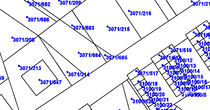Parcela st. 3071/685 v KÚ Hlučín, Katastrální mapa