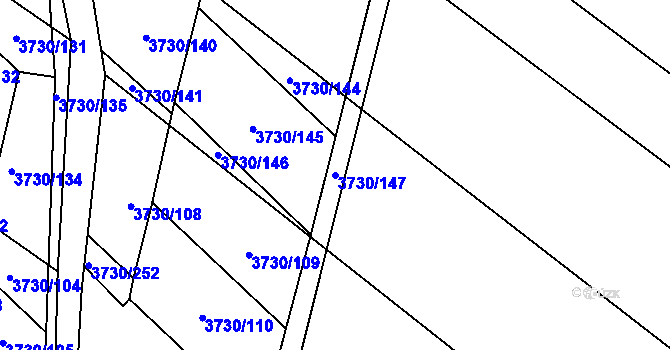 Parcela st. 3730/147 v KÚ Hlučín, Katastrální mapa