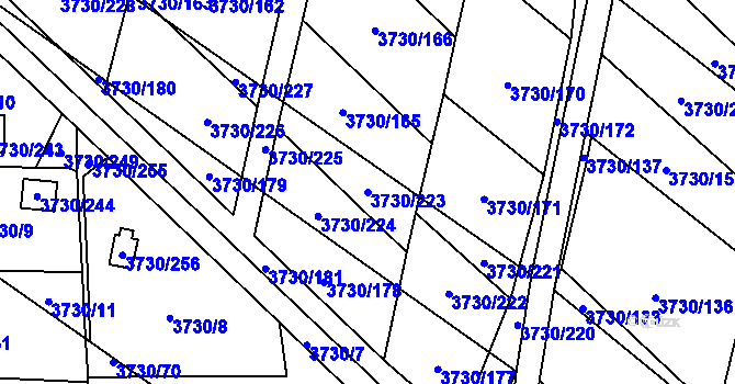 Parcela st. 3730/223 v KÚ Hlučín, Katastrální mapa