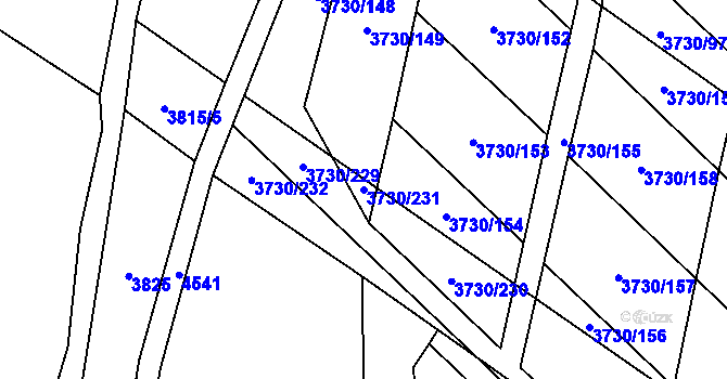 Parcela st. 3730/231 v KÚ Hlučín, Katastrální mapa