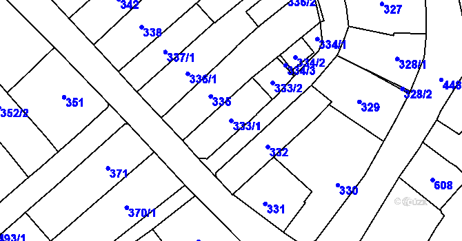 Parcela st. 333/1 v KÚ Hlučín, Katastrální mapa