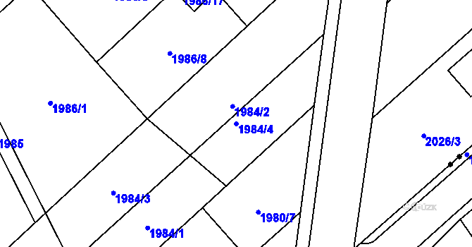 Parcela st. 1984/4 v KÚ Hlučín, Katastrální mapa