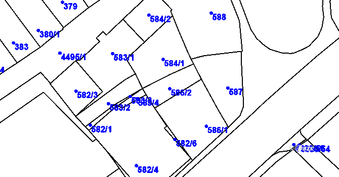 Parcela st. 586/2 v KÚ Hlučín, Katastrální mapa
