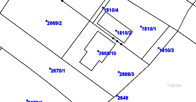 Parcela st. 2669/10 v KÚ Hlučín, Katastrální mapa