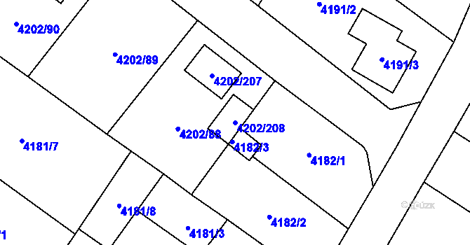 Parcela st. 4202/208 v KÚ Hlučín, Katastrální mapa