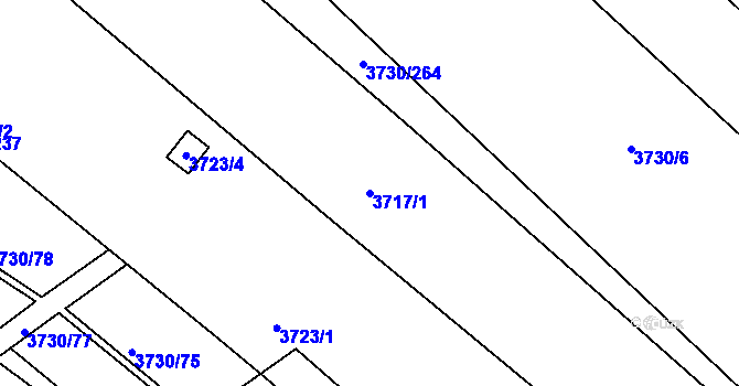 Parcela st. 3717/1 v KÚ Hlučín, Katastrální mapa