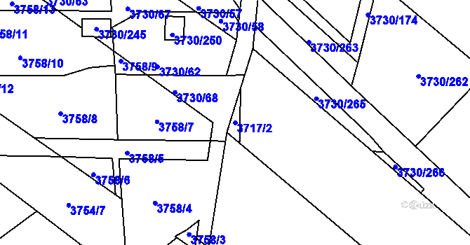 Parcela st. 3717/2 v KÚ Hlučín, Katastrální mapa