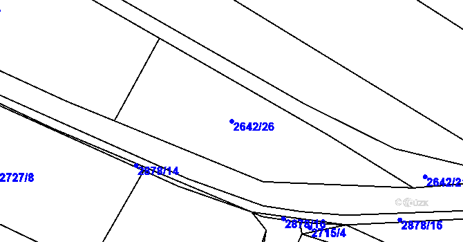 Parcela st. 2642/26 v KÚ Hlučín, Katastrální mapa