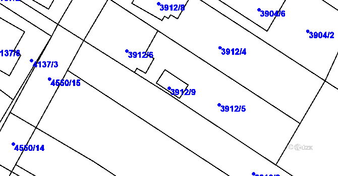 Parcela st. 3912/9 v KÚ Hlučín, Katastrální mapa