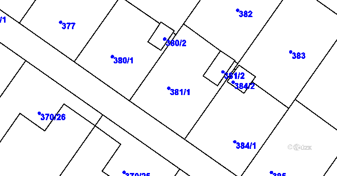 Parcela st. 381/1 v KÚ Darkovičky, Katastrální mapa