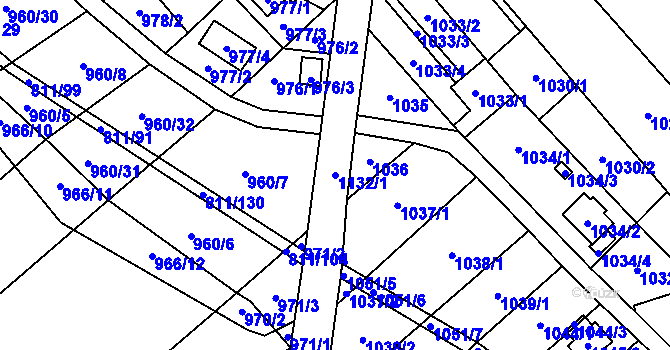 Parcela st. 1132/1 v KÚ Darkovičky, Katastrální mapa