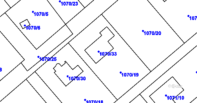 Parcela st. 1070/33 v KÚ Darkovičky, Katastrální mapa