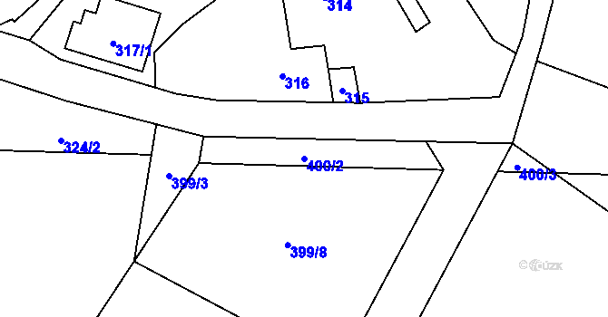 Parcela st. 400/2 v KÚ Darkovičky, Katastrální mapa
