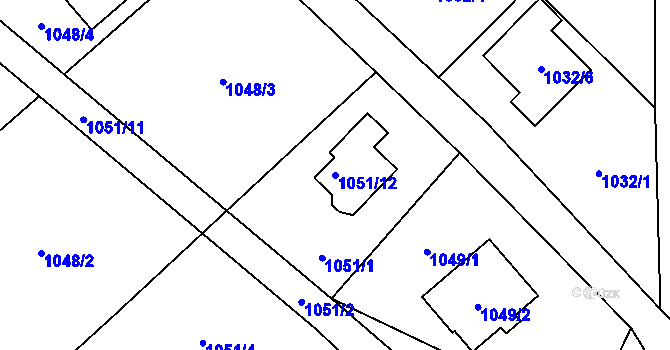 Parcela st. 1051/12 v KÚ Darkovičky, Katastrální mapa