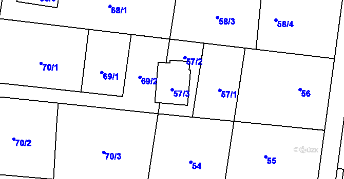Parcela st. 57/3 v KÚ Darkovičky, Katastrální mapa