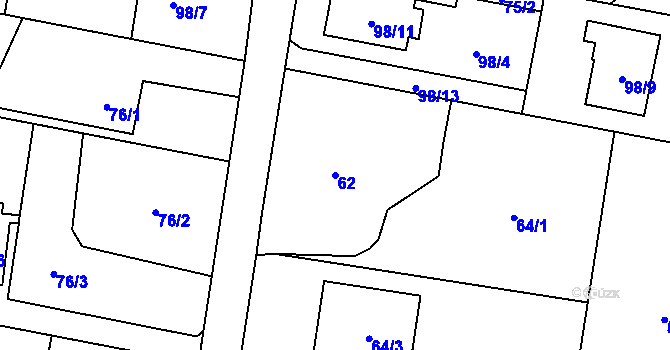 Parcela st. 62 v KÚ Darkovičky, Katastrální mapa