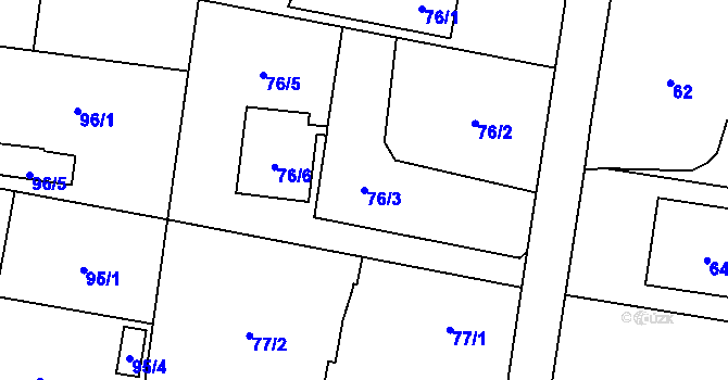 Parcela st. 76/3 v KÚ Darkovičky, Katastrální mapa