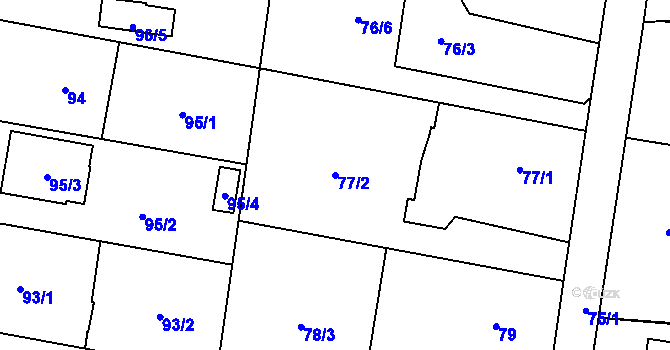 Parcela st. 77/2 v KÚ Darkovičky, Katastrální mapa