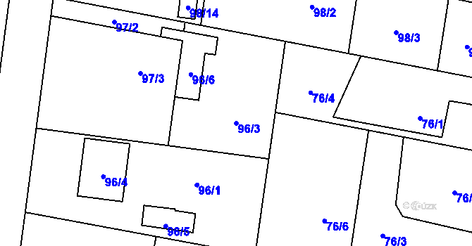 Parcela st. 96/3 v KÚ Darkovičky, Katastrální mapa