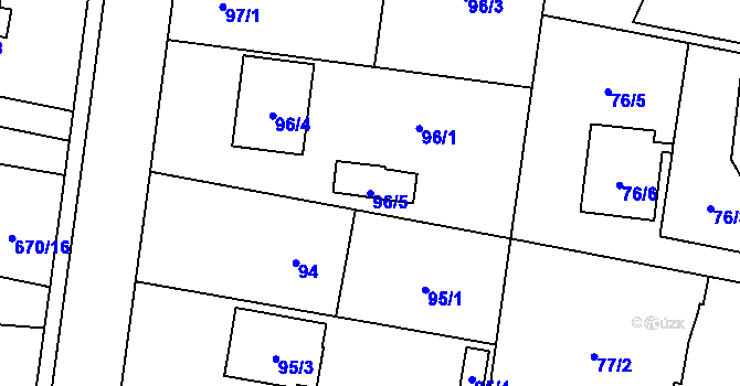 Parcela st. 96/5 v KÚ Darkovičky, Katastrální mapa