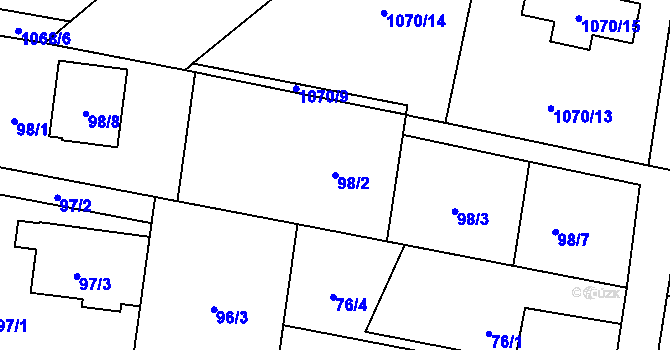 Parcela st. 98/2 v KÚ Darkovičky, Katastrální mapa