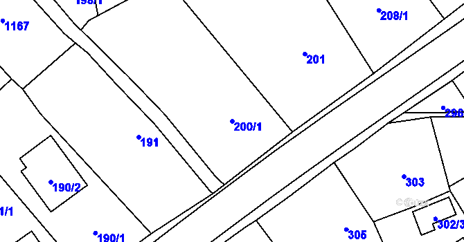 Parcela st. 200/1 v KÚ Darkovičky, Katastrální mapa