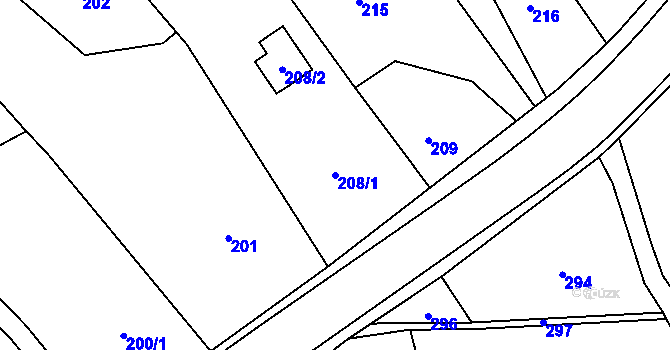 Parcela st. 208/1 v KÚ Darkovičky, Katastrální mapa