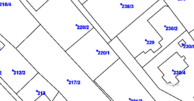 Parcela st. 220/1 v KÚ Darkovičky, Katastrální mapa