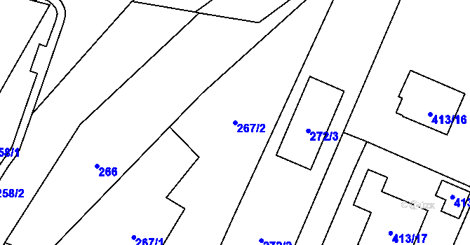 Parcela st. 267/2 v KÚ Darkovičky, Katastrální mapa