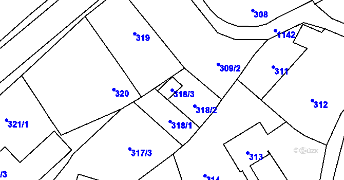 Parcela st. 318/3 v KÚ Darkovičky, Katastrální mapa