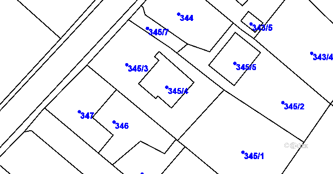 Parcela st. 345/4 v KÚ Darkovičky, Katastrální mapa