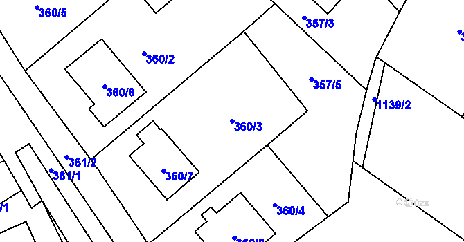 Parcela st. 360/3 v KÚ Darkovičky, Katastrální mapa