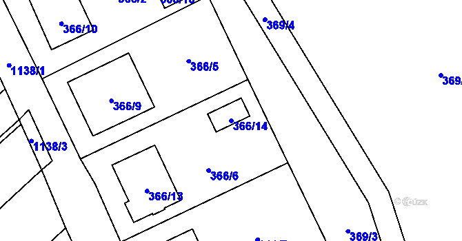 Parcela st. 366/14 v KÚ Darkovičky, Katastrální mapa
