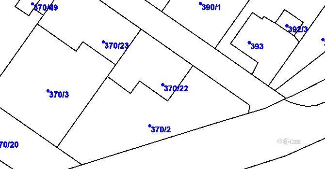 Parcela st. 370/22 v KÚ Darkovičky, Katastrální mapa