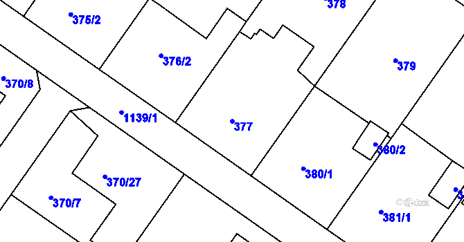 Parcela st. 377 v KÚ Darkovičky, Katastrální mapa