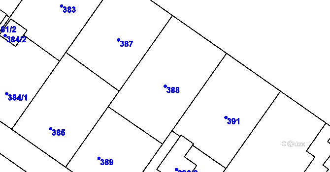 Parcela st. 388 v KÚ Darkovičky, Katastrální mapa
