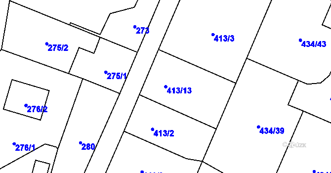 Parcela st. 413/13 v KÚ Darkovičky, Katastrální mapa