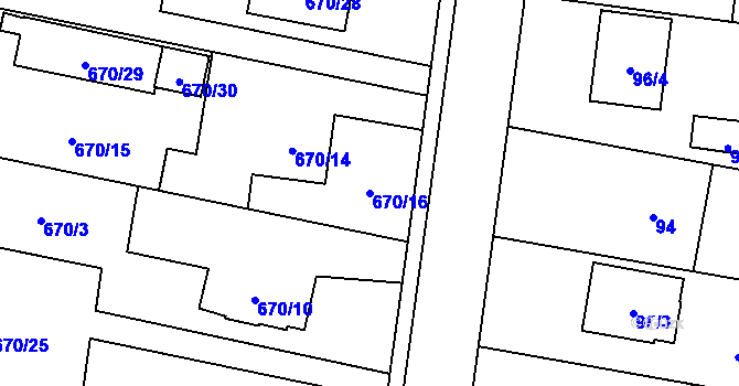 Parcela st. 670/16 v KÚ Darkovičky, Katastrální mapa
