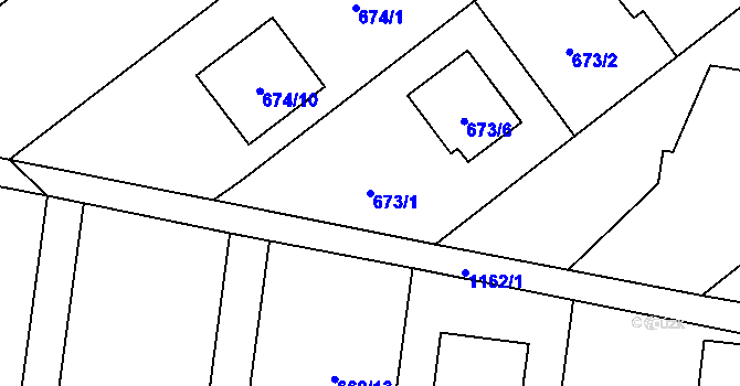 Parcela st. 673/1 v KÚ Darkovičky, Katastrální mapa