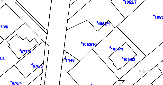 Parcela st. 1052/10 v KÚ Darkovičky, Katastrální mapa