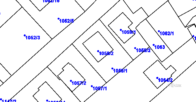 Parcela st. 1058/2 v KÚ Darkovičky, Katastrální mapa
