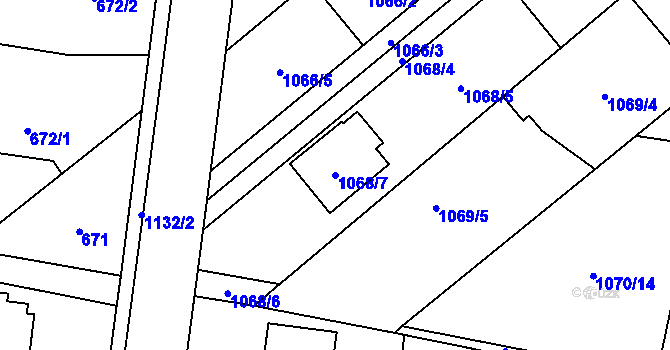 Parcela st. 1068/7 v KÚ Darkovičky, Katastrální mapa