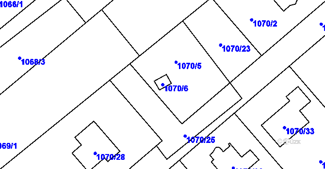 Parcela st. 1070/6 v KÚ Darkovičky, Katastrální mapa