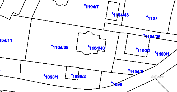 Parcela st. 1104/40 v KÚ Darkovičky, Katastrální mapa